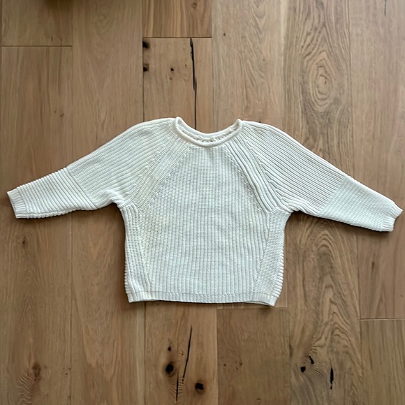 J BRAND Soft Cream Ivory Rolled Collar Raglan Cropped Knit Sweater - XS - Picture 3 of 11